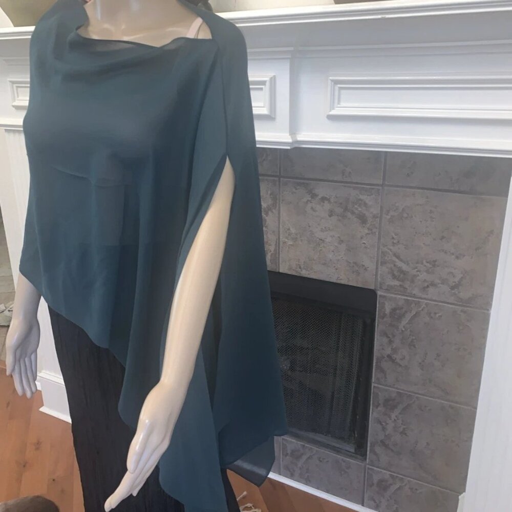 NWT Eileen Fisher Pine Sheer Silk Georgette Wrap Scarf OS/TU - Picture 7 of 11